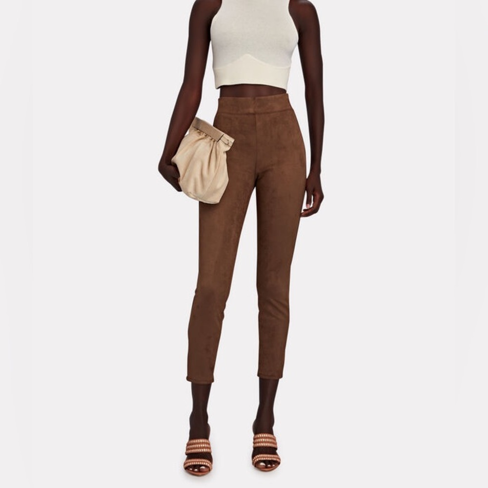 L’Agence Nini Brown Suede Finish Ponte Pants